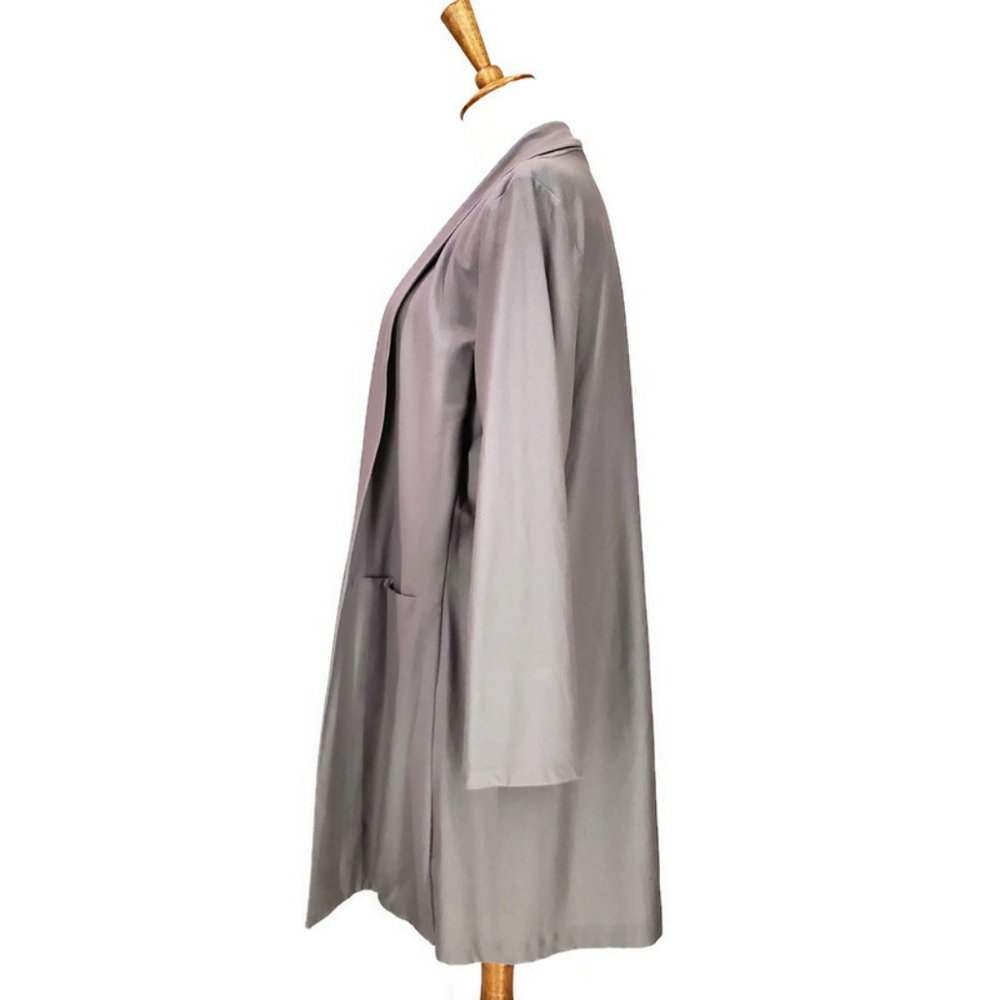 Eileen Fisher Cardigan Gray Women's Size Large Open Front Topper Jacket Stretchy - Picture 3 of 12